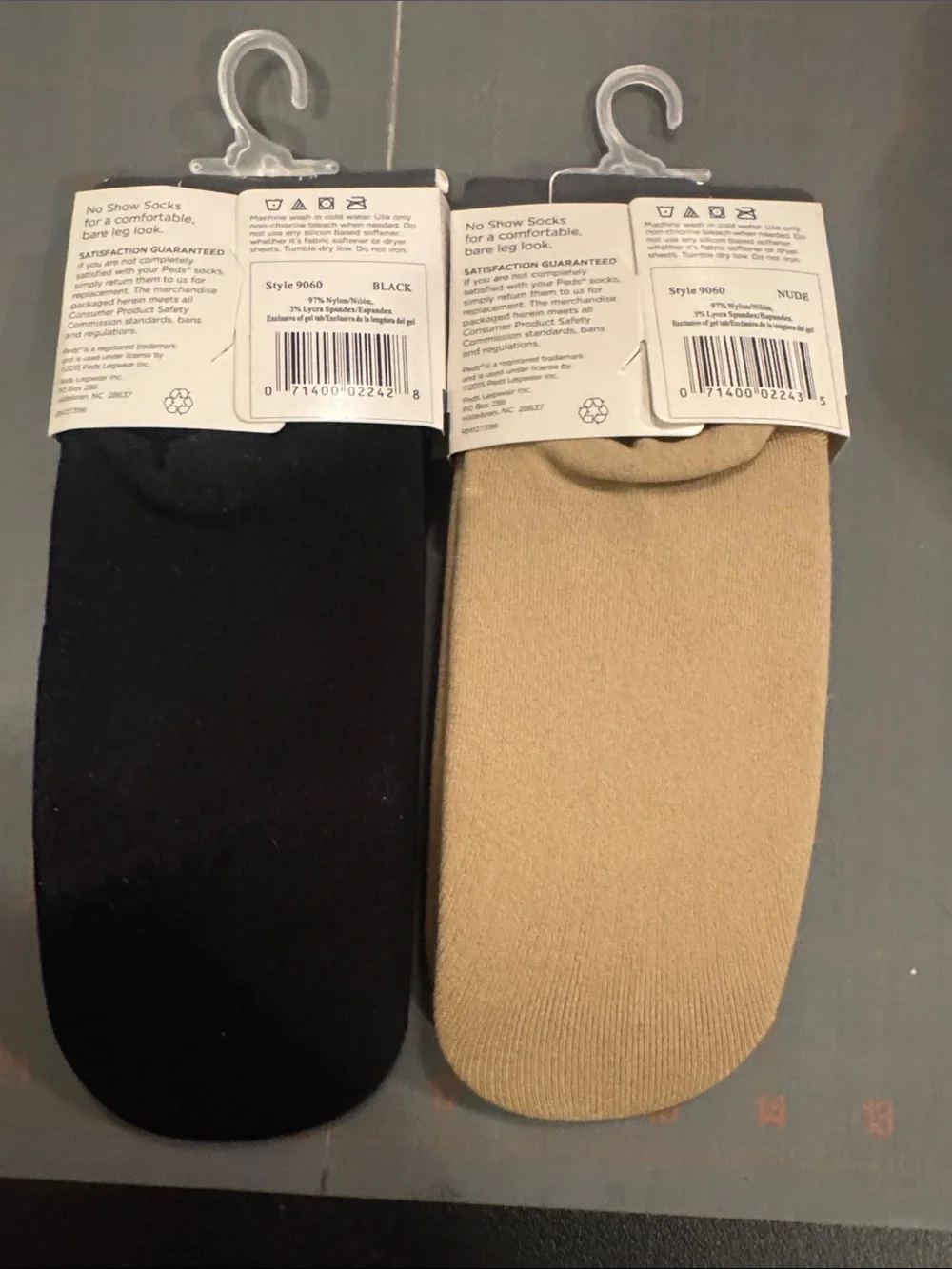 Peds Ladies No-Show Liner Socks - Black & Beige (3 Pair)